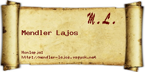 Mendler Lajos névjegykártya